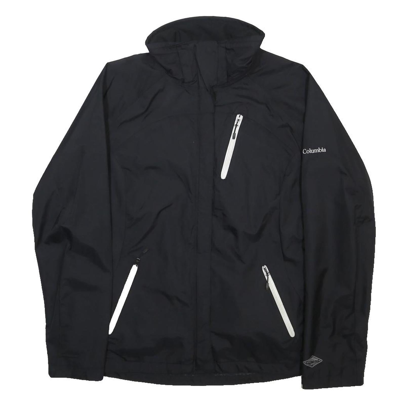 COLUMBIA Womens Black Outdoor Jacket L Nylon Plain Zip Hooded Sportswear