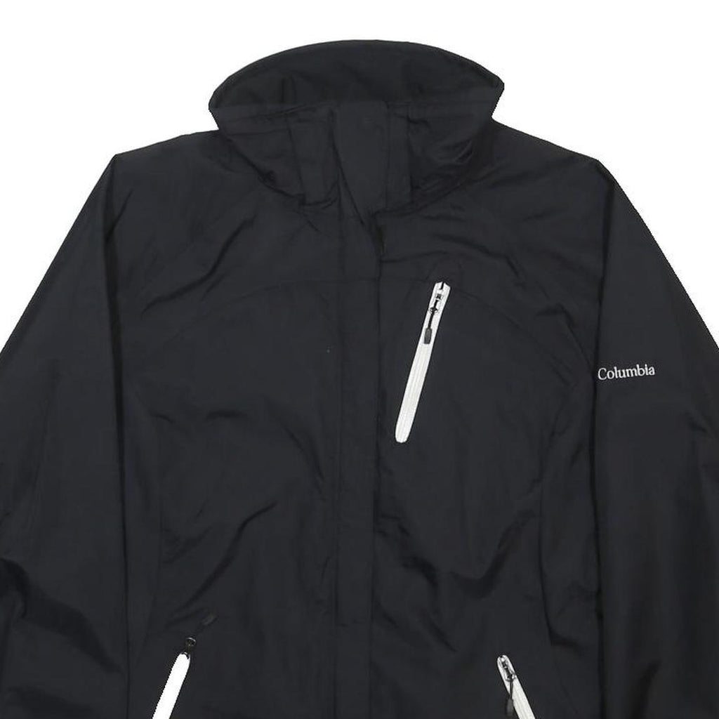COLUMBIA Womens Black Outdoor Jacket L Nylon Plain Zip Hooded Sportswear