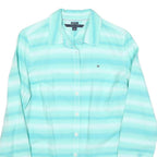 TOMMY HILFIGER Womens Blue Striped Shirt S Lightweight Cotton Blend Casual