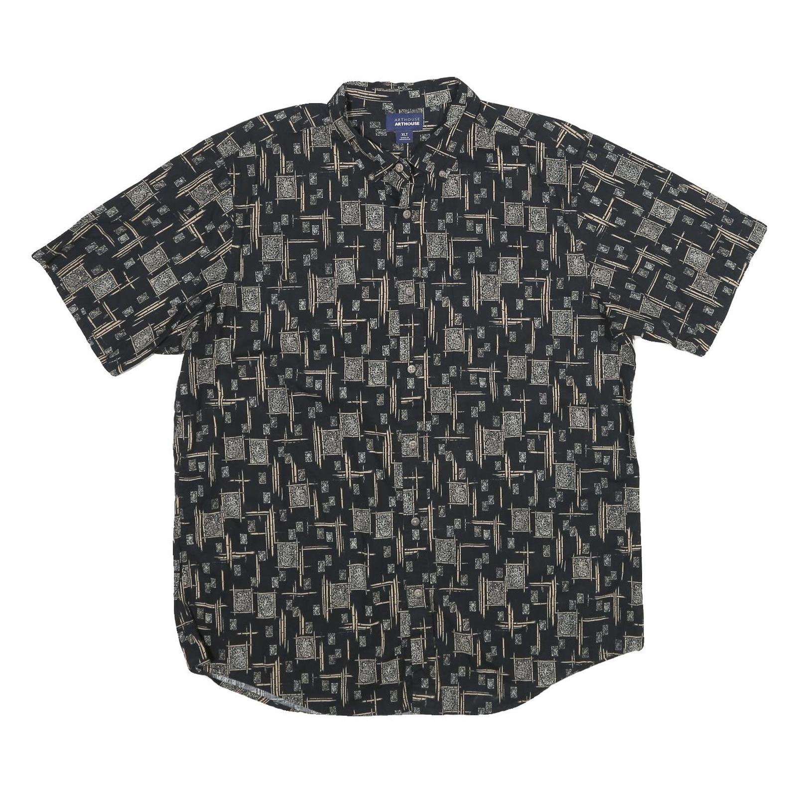 ARTHOUSE Mens Black Pattern Shirt XL Cotton Short Sleeve Casual Summer