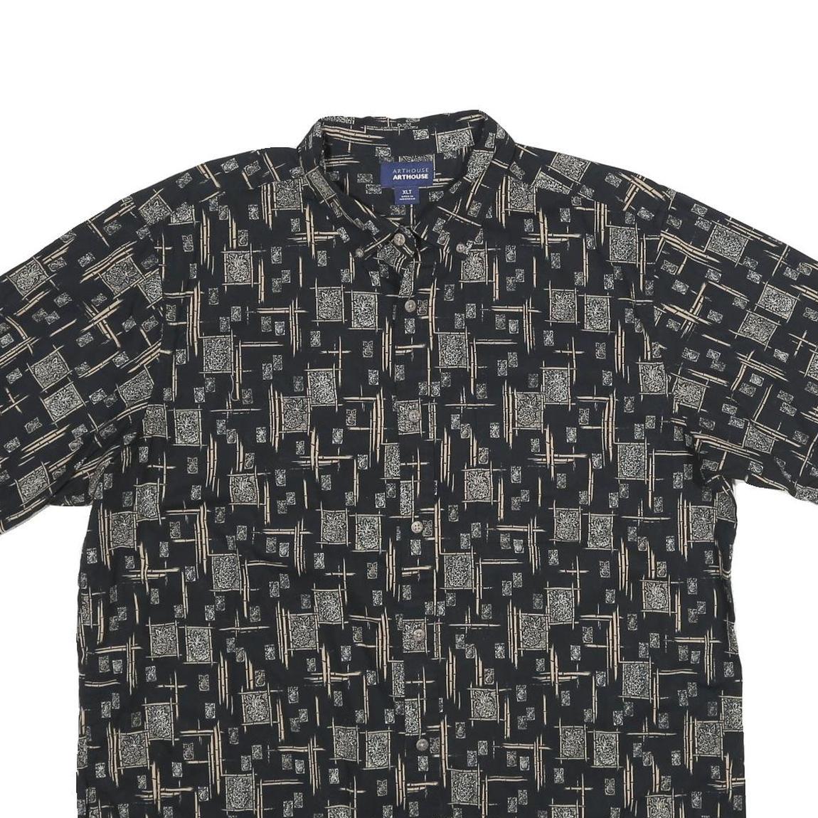 ARTHOUSE Mens Black Pattern Shirt XL Cotton Short Sleeve Casual Summer