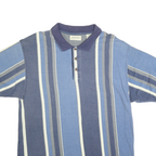 ST JOHNS BAY Mens Blue & Grey Striped Short Sleeve Polo Shirt L Cotton Blend
