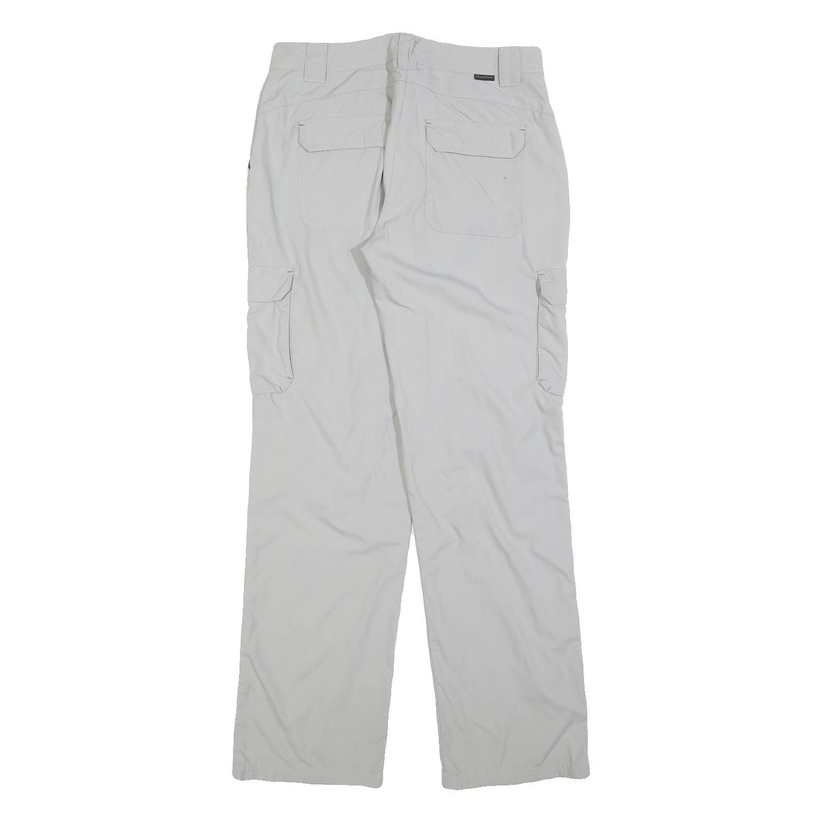 QUECHA Womens Relaxed Light Grey Polyester Blend Cargo Trousers W30 L30