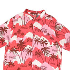 COCA COLA Mens Red & Pink Hawaiian Shirt 2XL Polyester Blend Casual Tropical