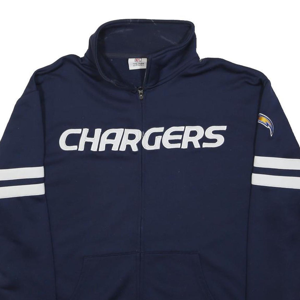 NFL Mens Navy Blue Chargers Cotton Blend Zip Jacket L Sports Team Apparel