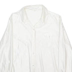 Womens White Plain Woven Shirt Long Sleeve Collared S Stretch Satin Finish