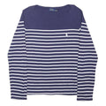 POLO RALPH LAUREN Womens Blue & White Striped Basic Top Long Sleeve Round Neck