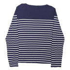 POLO RALPH LAUREN Womens Blue & White Striped Basic Top Long Sleeve Round Neck