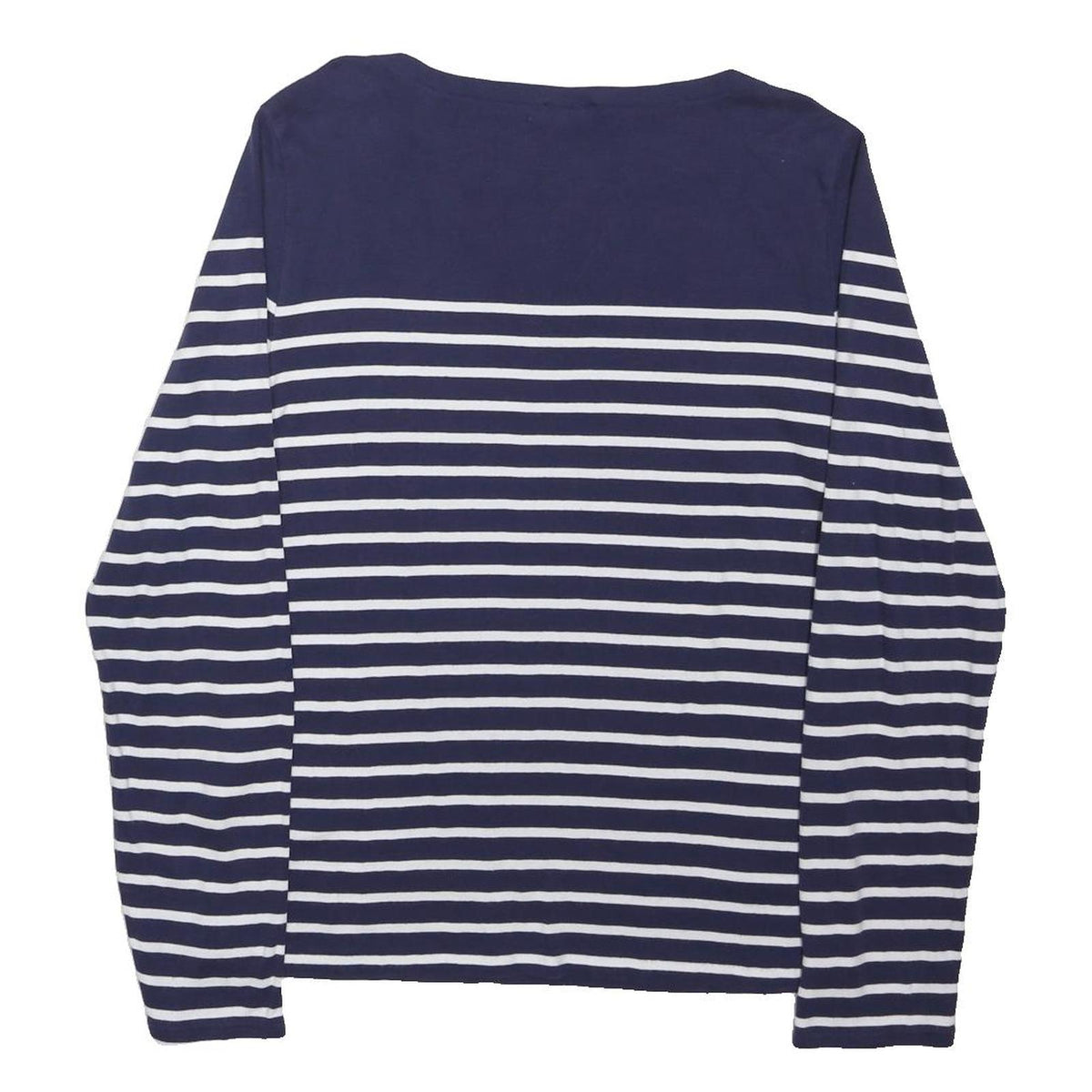 POLO RALPH LAUREN Womens Blue & White Striped Basic Top Long Sleeve Round Neck