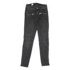 TOMMY HILFIGER Womens Black Regular Skinny Denim Raw W27 L29 Zip Pocket Jeans