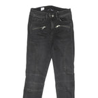 TOMMY HILFIGER Womens Black Regular Skinny Denim Raw W27 L29 Zip Pocket Jeans