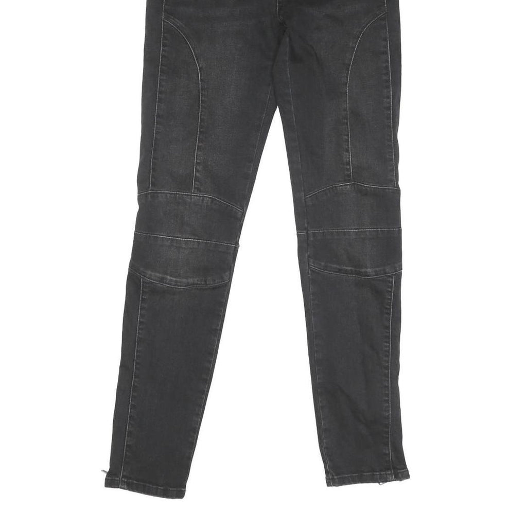 TOMMY HILFIGER Womens Black Regular Skinny Denim Raw W27 L29 Zip Pocket Jeans