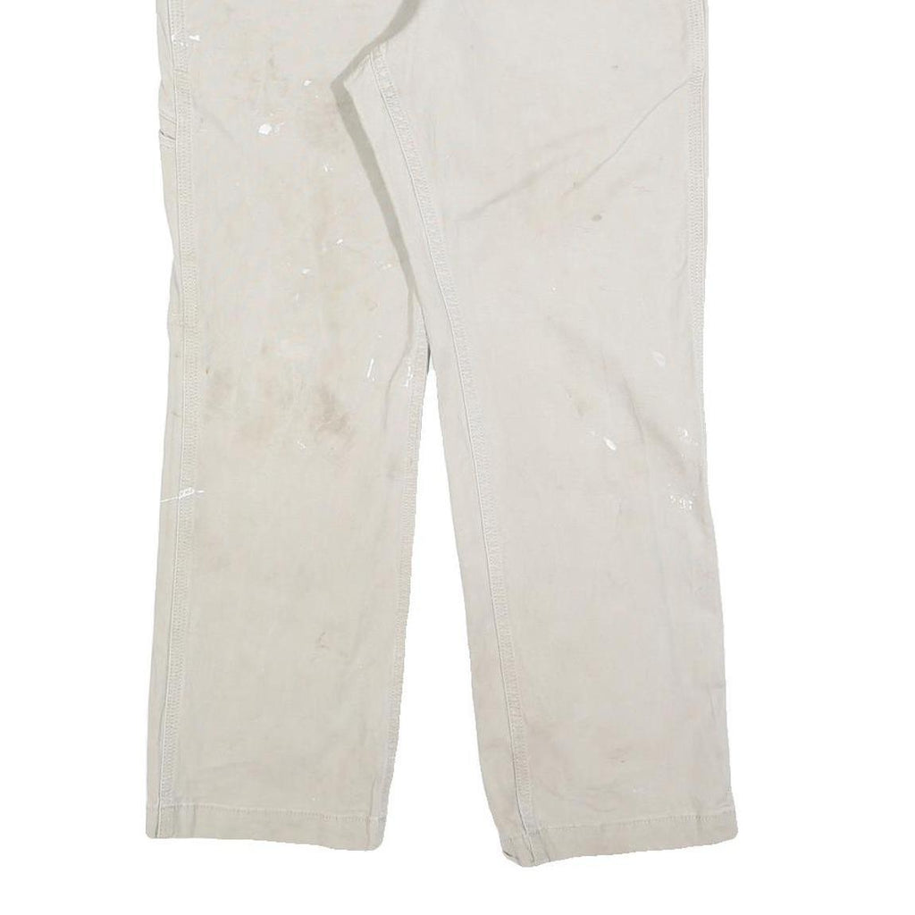 CARHARTT Mens Relaxed Cotton Blend Beige Workwear Trousers W32 L28 Durable Zip