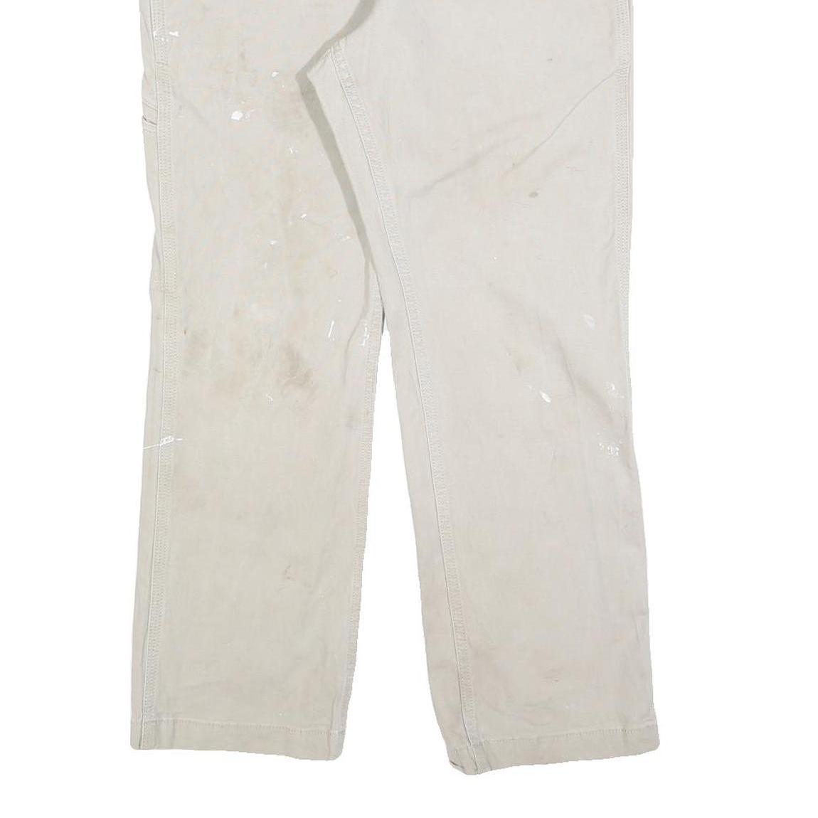 CARHARTT Mens Relaxed Cotton Blend Beige Workwear Trousers W32 L28 Durable Zip