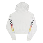 VANS Womens White Hoodie S Cotton Blend Pullover Rainbow Sleeve Print