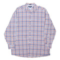 TOMMY HILFIGER Mens Blue & Red Checked Shirt L Cotton Blend Long Sleeve Casual