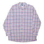 TOMMY HILFIGER Mens Blue & Red Checked Shirt L Cotton Blend Long Sleeve Casual