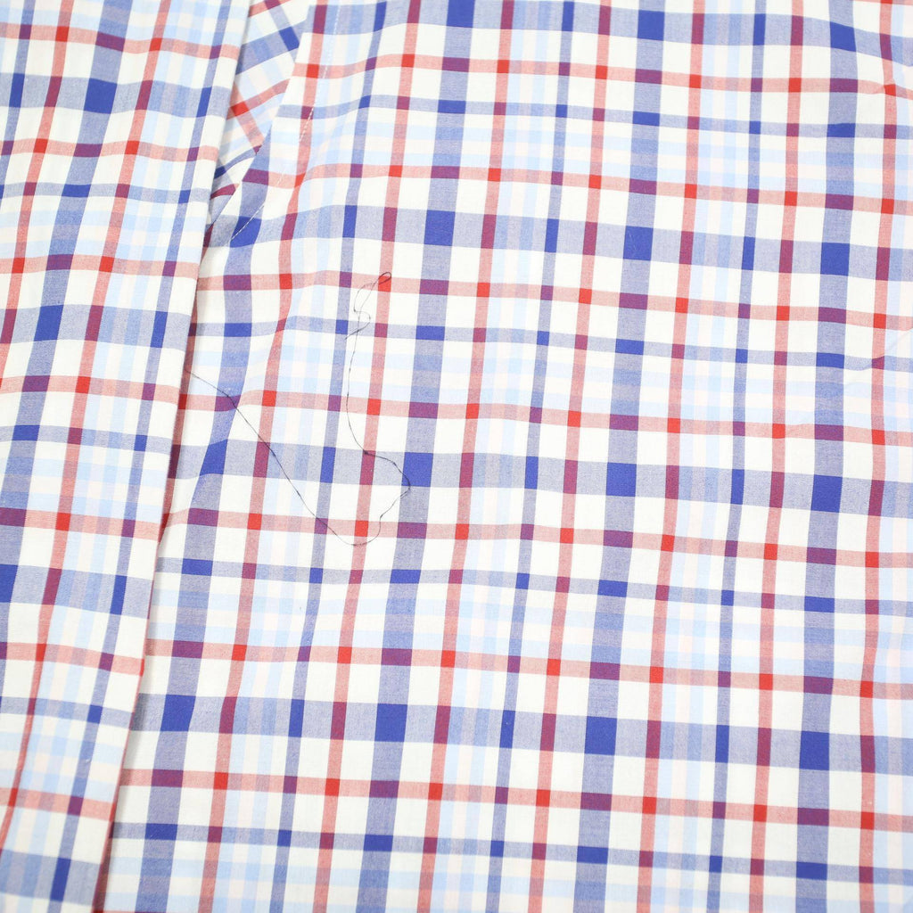 TOMMY HILFIGER Mens Blue & Red Checked Shirt L Cotton Blend Long Sleeve Casual