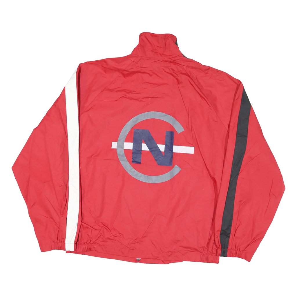 NAUTICA Mens Red & Black Competition Jacket L Polyester Zip Colourblock