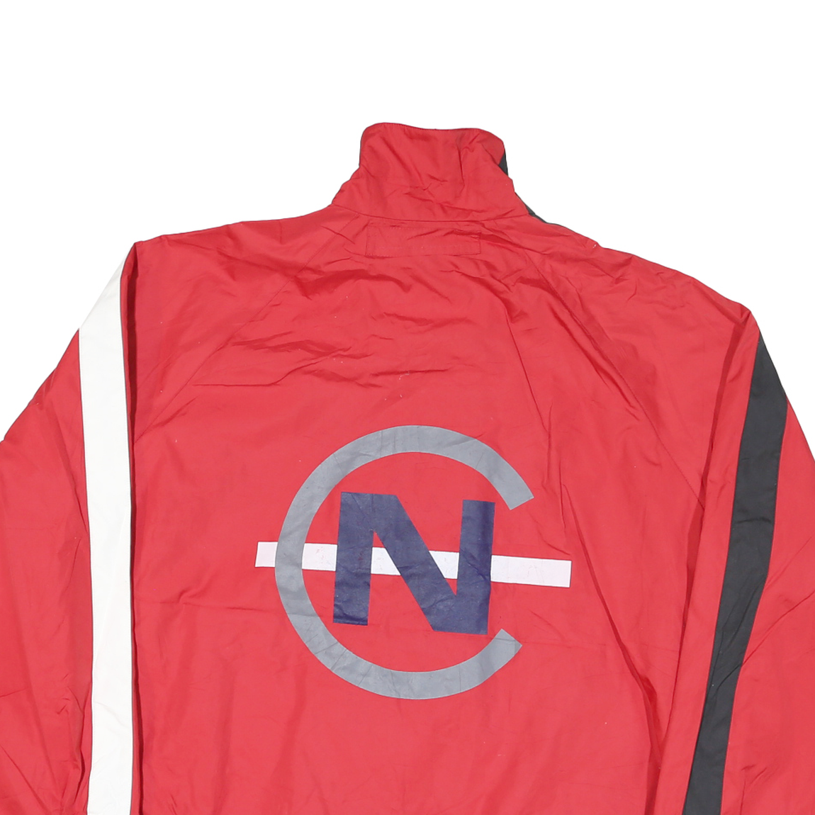 NAUTICA Mens Red & Black Competition Jacket L Polyester Zip Colourblock