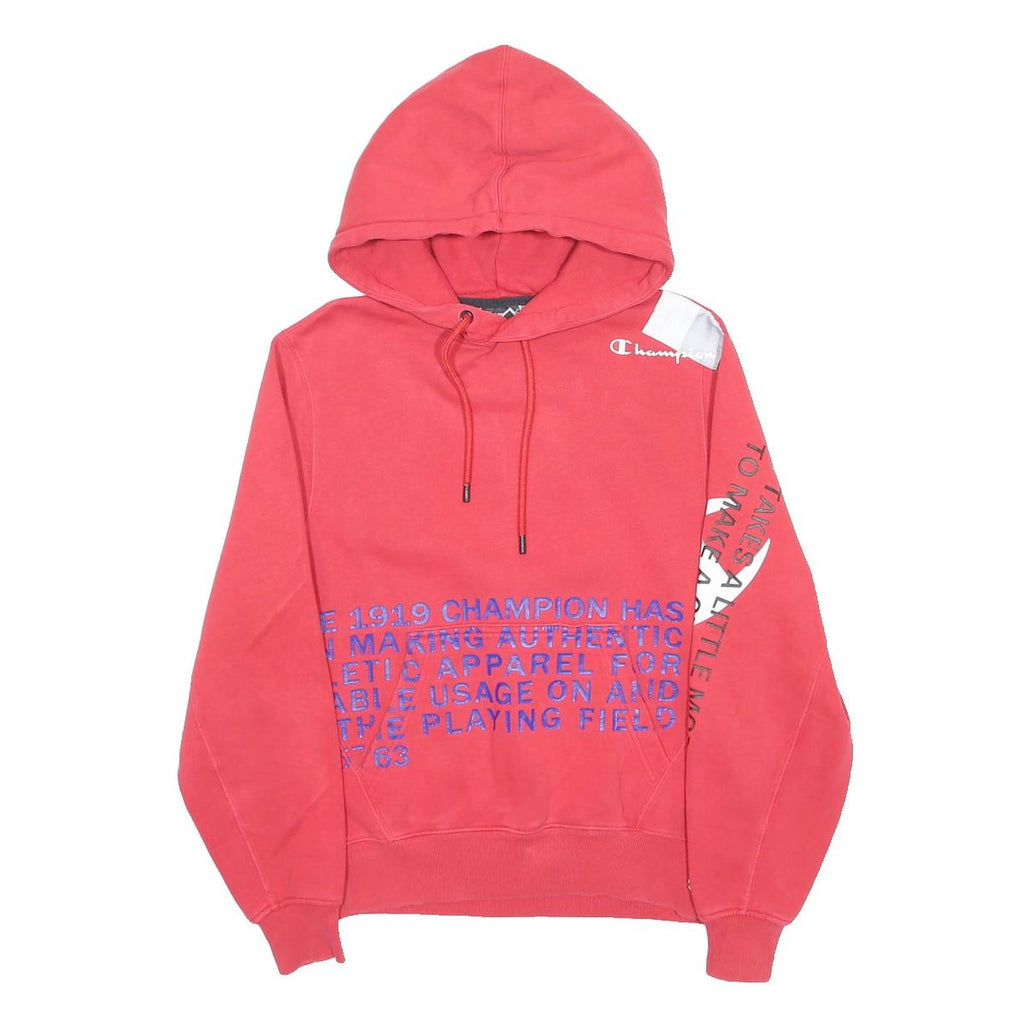 CHAMPION Mens Red Pullover Hoodie S Cotton Blend Drawstring Hood