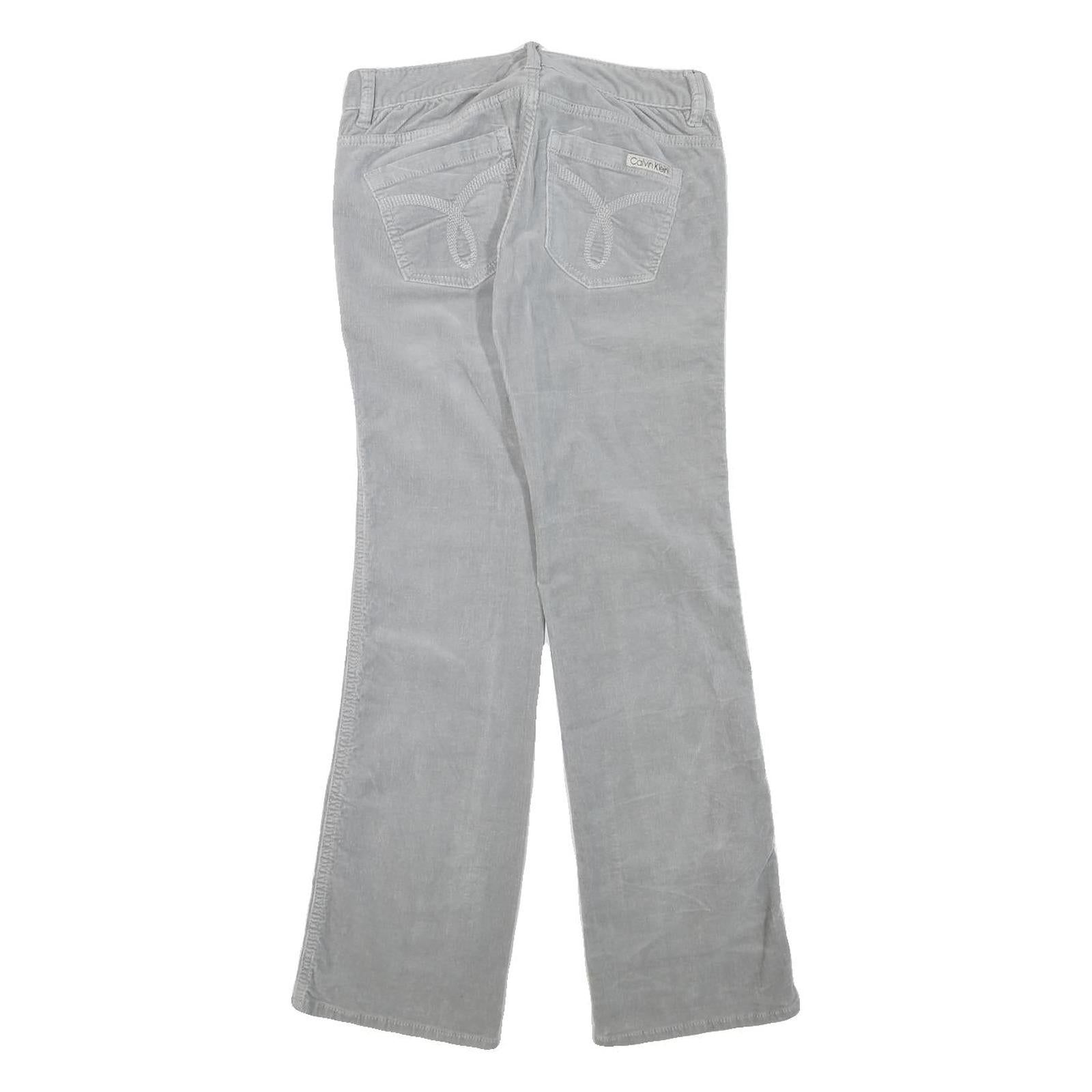 CALVIN KLEIN JEANS Womens Cotton Blend Grey Regular Straight Trousers W28 L30