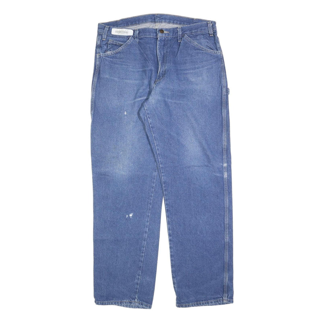 CARHARTT Mens Blue Regular Straight Denim Jeans W36 L32 Workwear Zip Closure