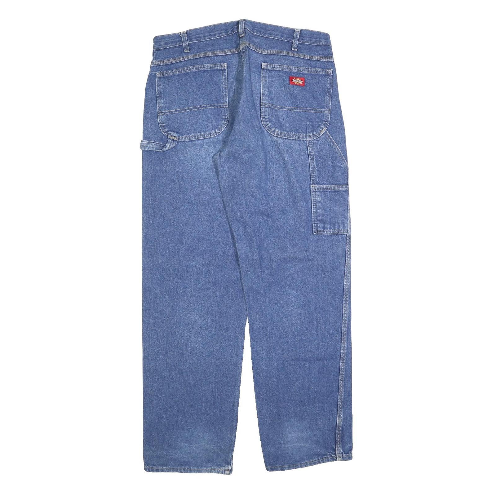 CARHARTT Mens Blue Regular Straight Denim Jeans W36 L32 Workwear Zip Closure