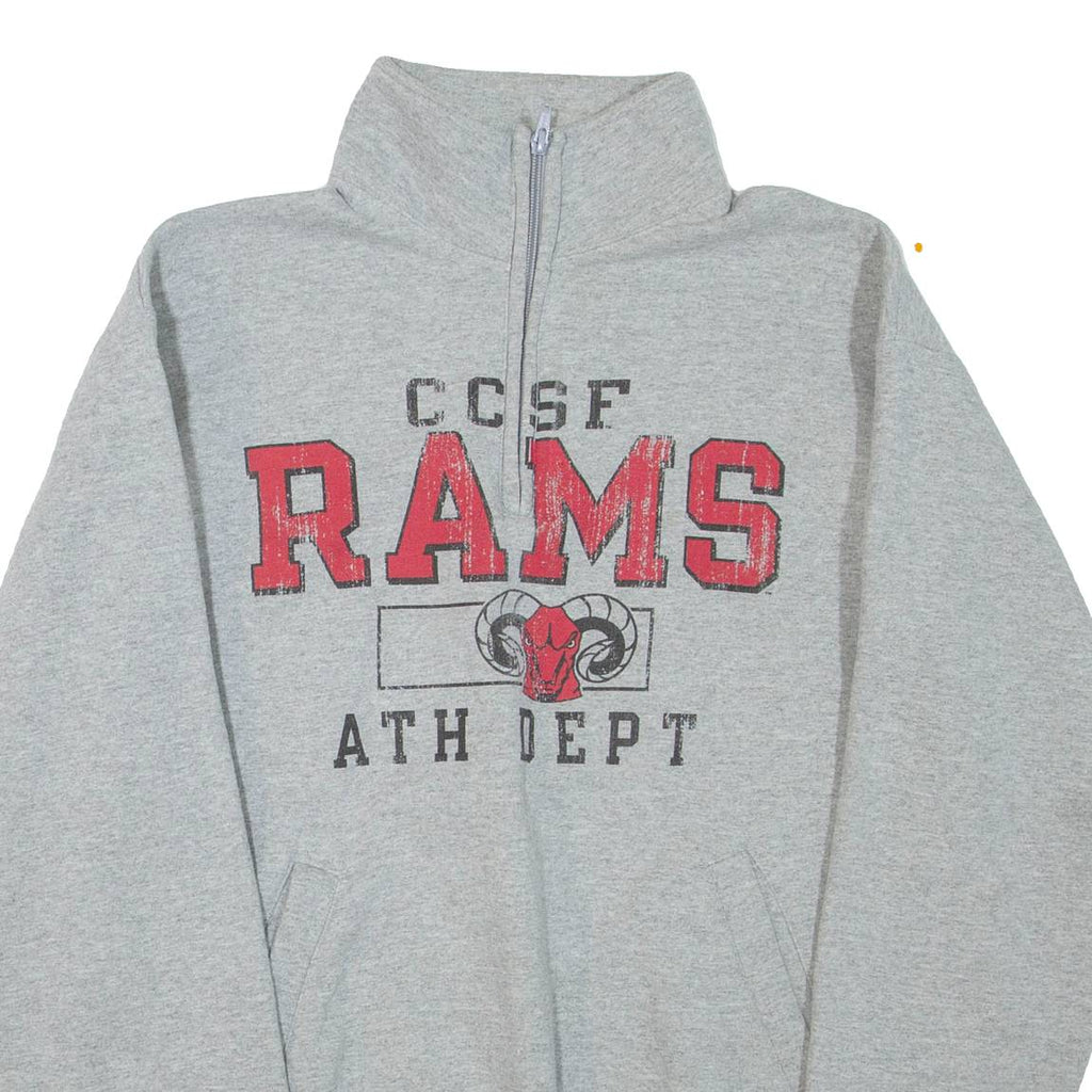 CHAMPION Eco Fleece CCSF Rams Mens Sweatshirt Grey 1/4 Zip USA M