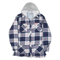 CHALET Quilted Lined Mens Lumberjack Jacket Blue Flannel Hooded Check M
