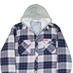 CHALET Quilted Lined Mens Lumberjack Jacket Blue Flannel Hooded Check M