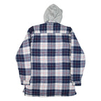 CHALET Quilted Lined Mens Lumberjack Jacket Blue Flannel Hooded Check M