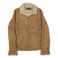 BRAETAN Womens Beige Faux Suede Zip Jacket S Faux Suede Plain Warm Casual