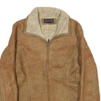 BRAETAN Womens Beige Faux Suede Zip Jacket S Faux Suede Plain Warm Casual