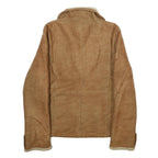 BRAETAN Womens Beige Faux Suede Zip Jacket S Faux Suede Plain Warm Casual