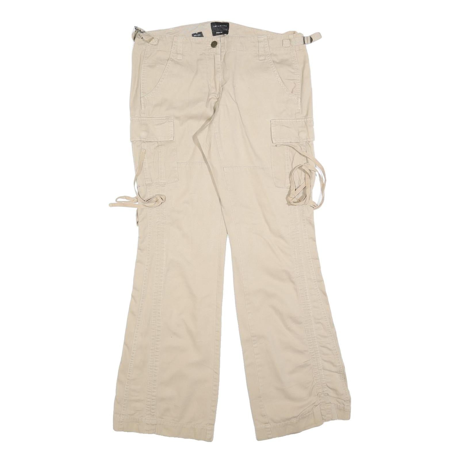 THE LIMITED Womens Relaxed Beige Cargo Trousers W32 L32 Cotton Blend Zip