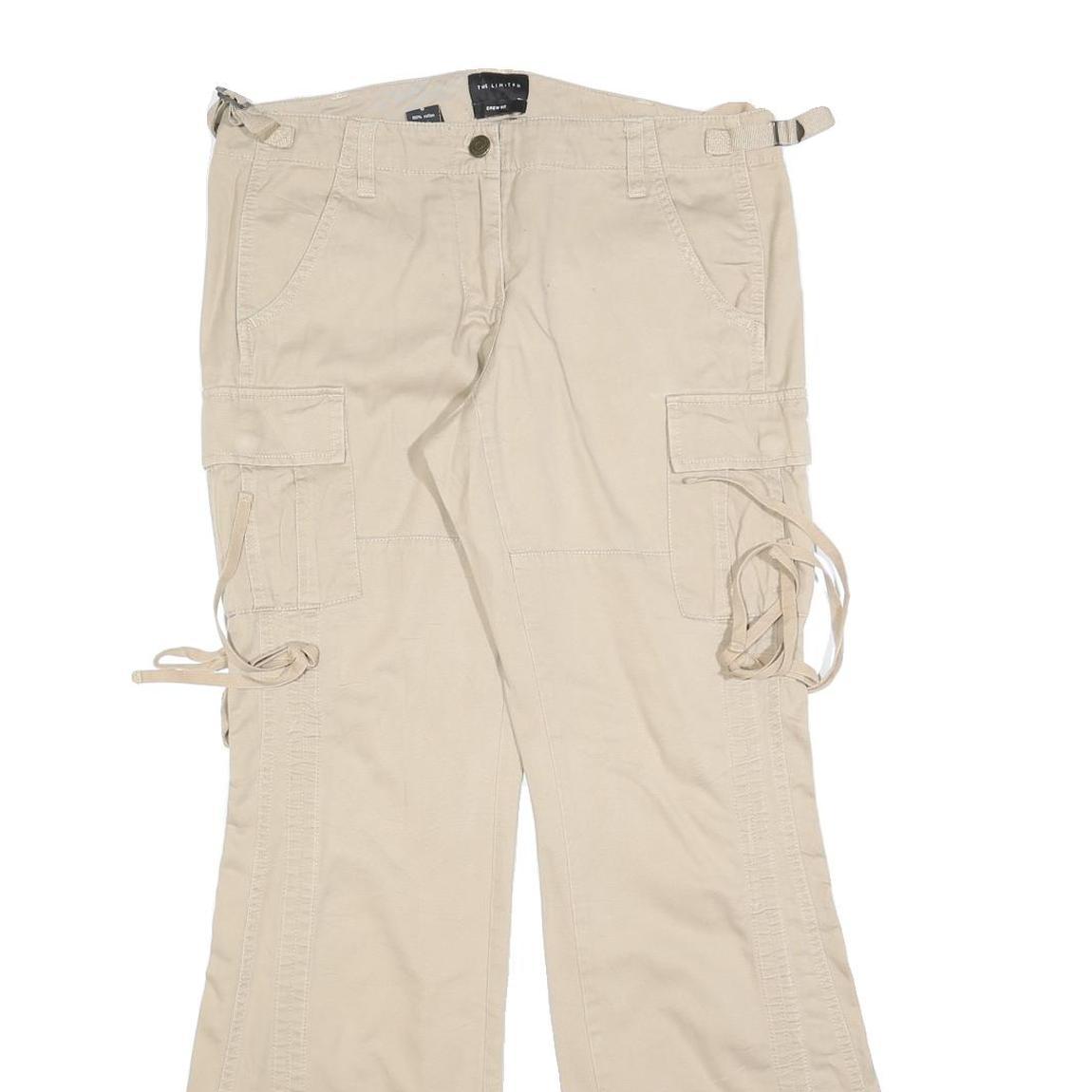 THE LIMITED Womens Relaxed Beige Cargo Trousers W32 L32 Cotton Blend Zip
