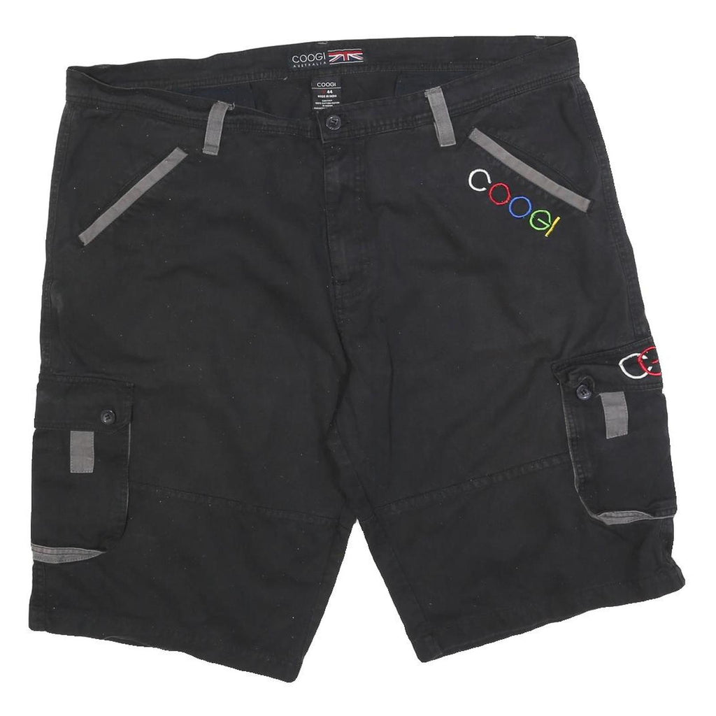 COOGI Mens Shorts Black Casual Cargo 2XL W44 Cotton Blend Embroidered