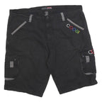 COOGI Mens Shorts Black Casual Cargo 2XL W44 Cotton Blend Embroidered