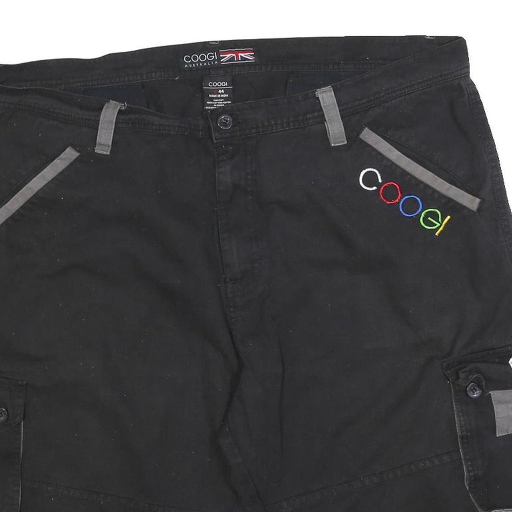COOGI Mens Shorts Black Casual Cargo 2XL W44 Cotton Blend Embroidered