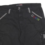 COOGI Mens Shorts Black Casual Cargo 2XL W44 Cotton Blend Embroidered