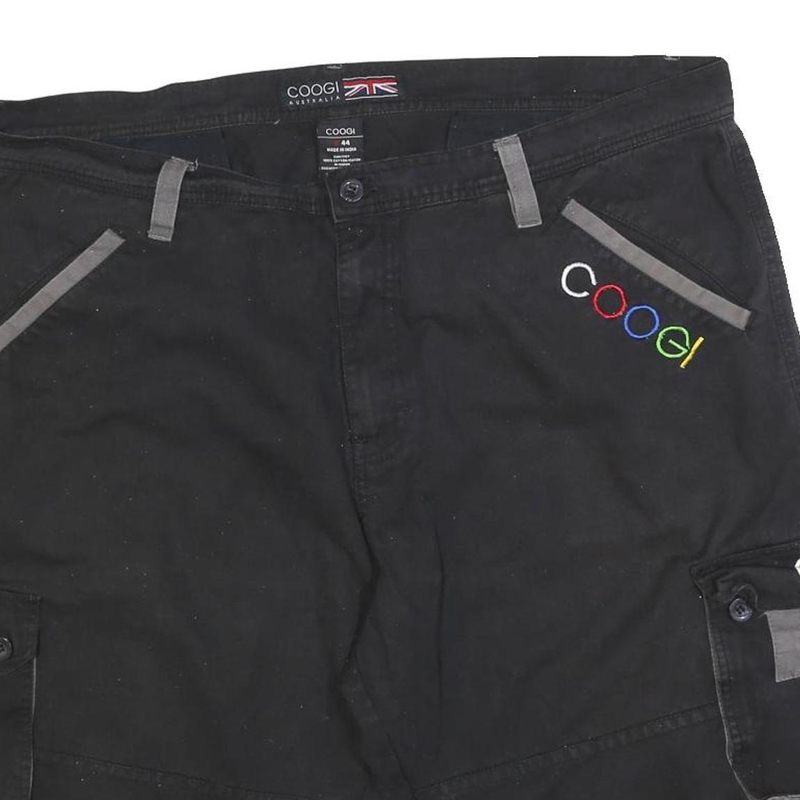 COOGI Mens Shorts Black Casual Cargo 2XL W44 Cotton Blend Embroidered