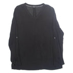 ESMARA Womens Blouse Black V-Neck Long Sleeve Viscose M