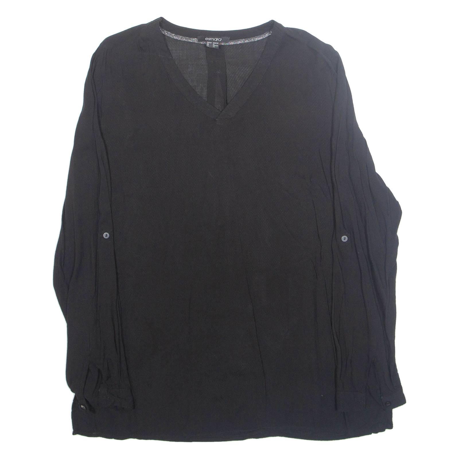 ESMARA Womens Blouse Black V-Neck Long Sleeve Viscose M