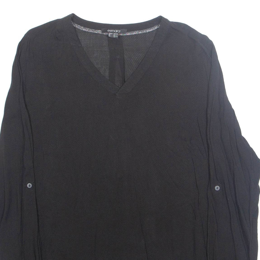 ESMARA Womens Blouse Black V-Neck Long Sleeve Viscose M