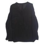 ESMARA Womens Blouse Black V-Neck Long Sleeve Viscose M
