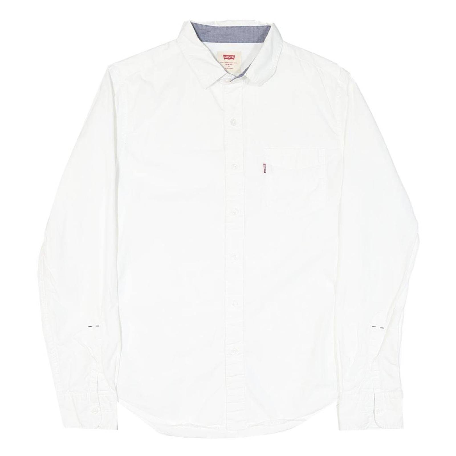 LEVI'S Mens White Cotton Blend Casual Shirt S Classic Button Up Long Sleeve