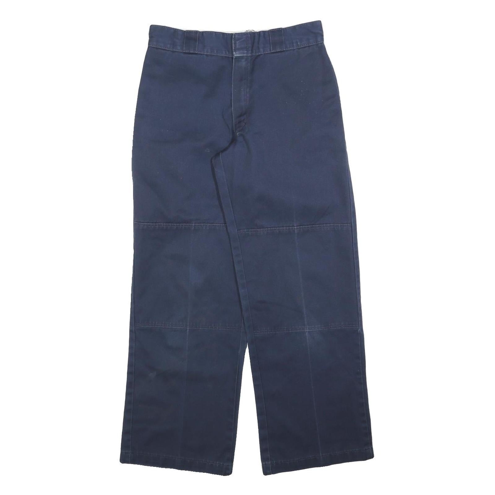 DICKIES Mens Cotton Blend Blue Loose Straight Trousers W30 L30 Workwear Pants