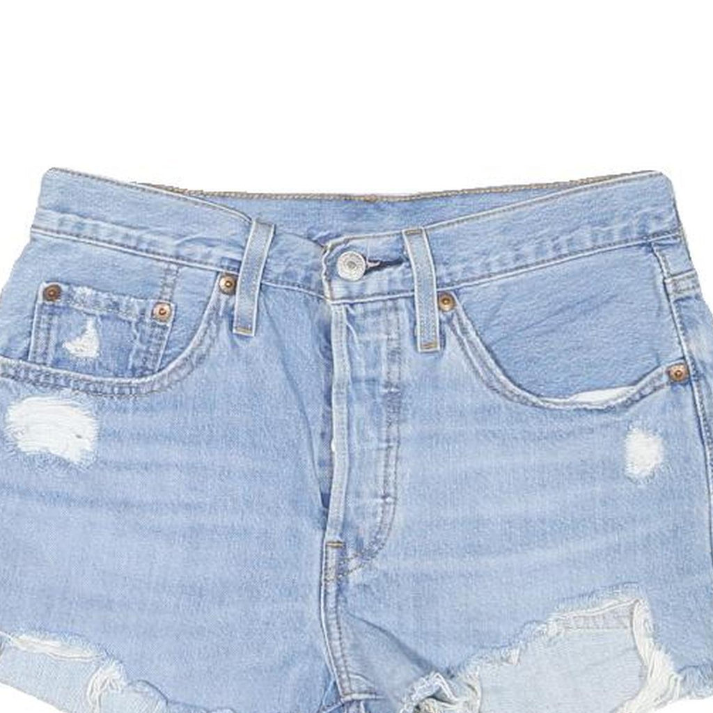 LEVI'S Womens Shorts Blue Casual Distressed S W28 Denim Cut-Off