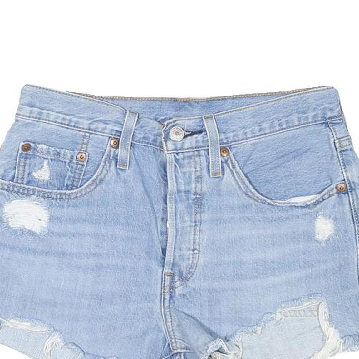 LEVI'S Womens Shorts Blue Casual Distressed S W28 Denim Cut-Off
